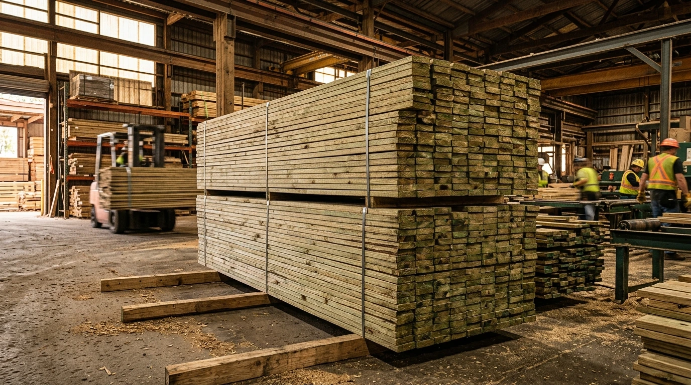 Planches de bois de pin autoclave traitées en scierie