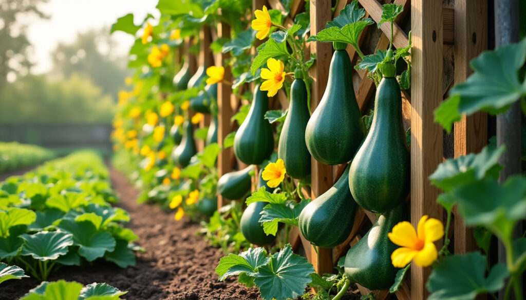 découvrez comment faire grimper vos courges avec ce système ingénieux pour libérer l'espace dans votre potager et augmenter vos récoltes facilement.