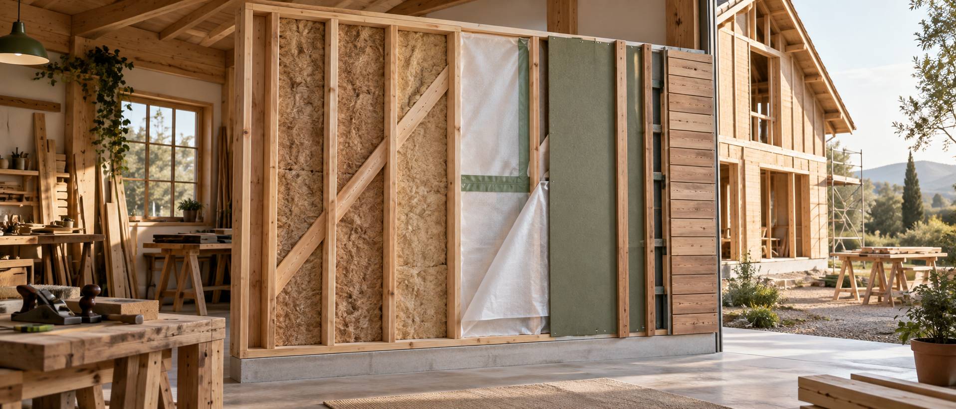 Illustration éditoriale du sujet : Assurance et garantie décennale d'une maison ossature bois