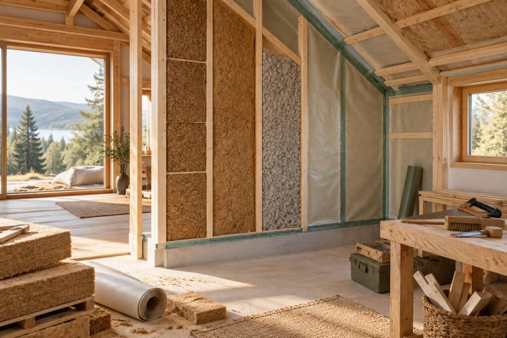 Illustration éditoriale du sujet : Isoler une maison ossature bois : les solutions comparées